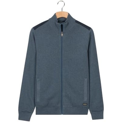 Baileys Vest Cotton Cashmere Lined Cardigan Zip Structure Knit Mid Denim Blue / male
