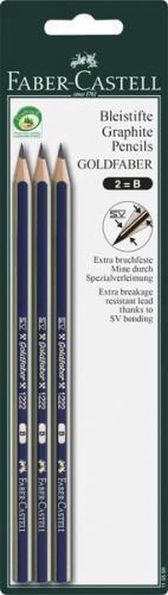 Faber-Castell grafietpotloden - Goldfaber - B - 3 stuks op blister - FC-115599