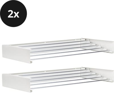 Vitapur Wasrek 2 stuks - Droogrek inklapbaar - Droogrekken - Wasrek hangend - Wasdroogrek - Droogrek inklapbaar - 80 x 40 cm - 4 meter drooglengte - Wit - 2 stuks