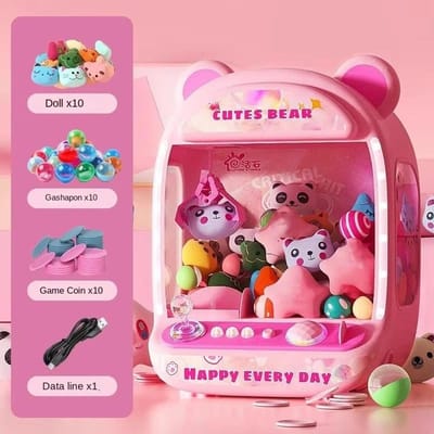 Doe-het-zelf Automatische Poppenkast Kinderen Muntbediende Speelspel Mini Grijper Speelgoed Kraanmachines Muziekpop Voor Kerstcadeaus