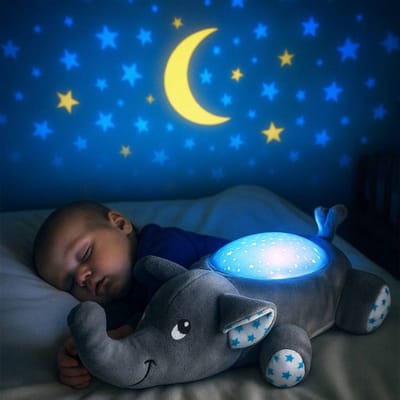 MikaMax - Ster Olifant Projector - Nachtlamp met Sterrenhemel & 13 Liedjes - 30x21x11 cm