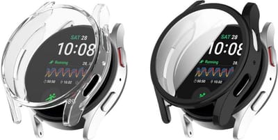 Strap-it Bundel van 2 TPU Bescherm Cases (Zwart & Transparant) - Geschikt voor Samsung Galaxy Watch 7 40mm - Schokbestendige hoes - Krasbestendige schermbeschermer - 360° volledige bescherming - Bundel