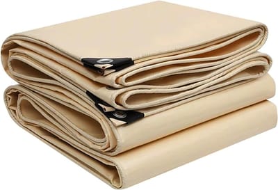 PVC Zeildoek - Waterdicht Grondzeil - Buiten Beschermen - Versterkt met Ogen - 1.8x2.4m - Beige