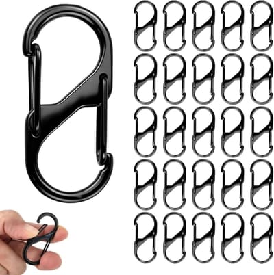 50 Stuks S-Haak Sleutelhangers, Opvouwbare S-Ring met Clip, Ideaal voor Kamperen, Vissen en Wandelen