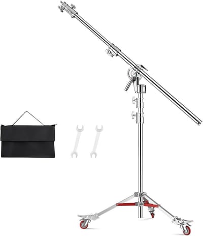 Lichtstatief C-standaard 100% Roestvrij Staal met Wielen en Max. Hoogte van 450 cm