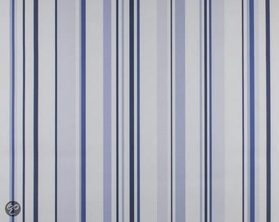 Dutch Wallcoverings behang streep - blauw/wit