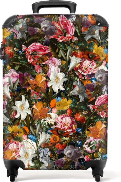 NoBoringSuitcases.com - Bloemen koffer dames - Past binnen 55x40x20 cm en 55x35x25 cm - Origineel cadeau voor vrouwen - Trolley handbagage valies - Weekendtas meisjes - Valiezen met wieltjes volwassenen - Reiskoffer op wielen - Rolkoffer lichtgewicht