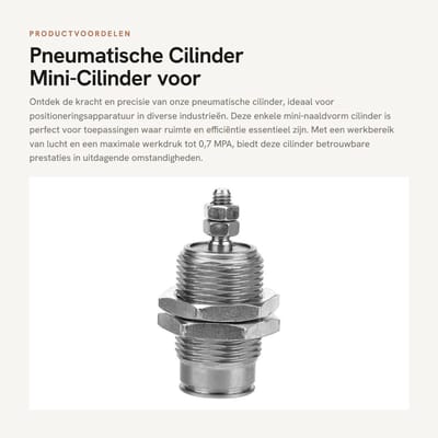 Dailygoods- Pneumatische Cilinder CJPB15 x 15 mm - Enkele Mini-Naaldvorm - Positioneringsapparatuur - Werkdruk 0,7 MPA - Snelheid 50-500 mm - Professioneel Ontwerp