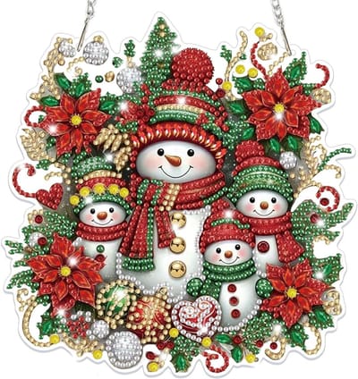 5D Diamant Schilderij Hanger voor Kerstmis, Dubbelzijdige Raamdecoratie voor Volwassenen en Kinderen, Creatieve Ambachtset voor Deur, Wand en Ingang