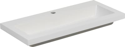 Saqu Slimline Wastafel - 80x40cm - Duurzaam Mineraalmarmer - 1 Kraangat - Wit - Wastafelmeubel - Square 2.0