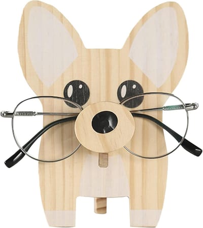 Houten Brillenhouder - Dieren Display - Bureau Decoratie - Handgesneden Ontwerp - 12 x 155 cm - Kaki