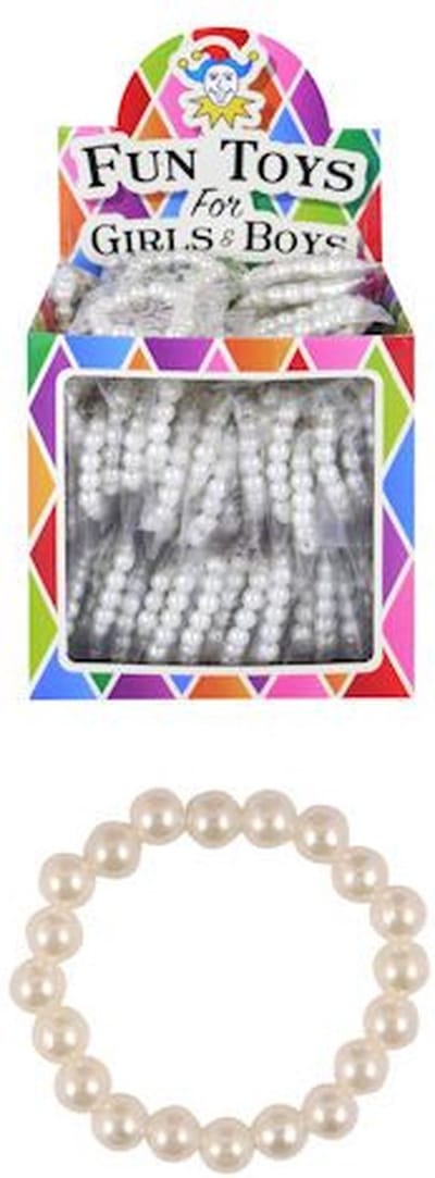120 Stuks - Parel Witte Kinder Armbanden - In Traktatiebox - Uitdeelcadeautjes - Uitdeel kado - Traktatie voor kinderen - Meisjes