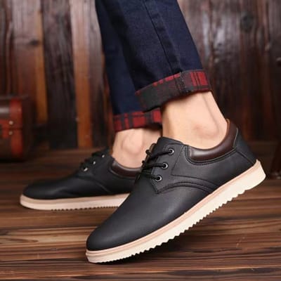 Leren Casual Schoenen Voor Heren Herfst Winter Origineel Luxe Platform Oxfords Schoenen Mannelijk Wandelen Ademende Sneakers 43 zwart