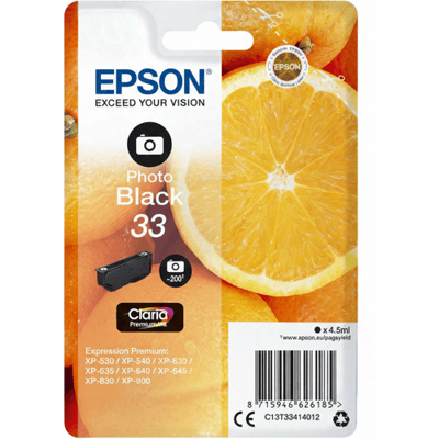 Epson Oranges enkelverpakking fotozwart 33 Claria Premium-inkt