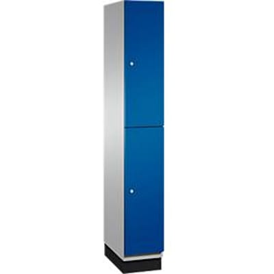 C+P Kast Cambio met twee verdiepingen, 1 vak, 2 vakken, met plint, B 300 x D 525 x H 1980 mm, blank aluminium/ gentiaanblauw