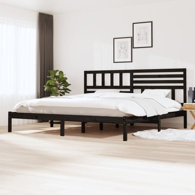 vidaXL - Bedframe - massief - grenenhout - zwart - 200x200 - cm