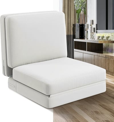 Slaapstoel - Uitklapbaar - Slaapbank - Logeerbed - Zetelbed - Slaapfauteuil - Vouwbed - 1 persoons - Zeer comfortabel - Crèmewit