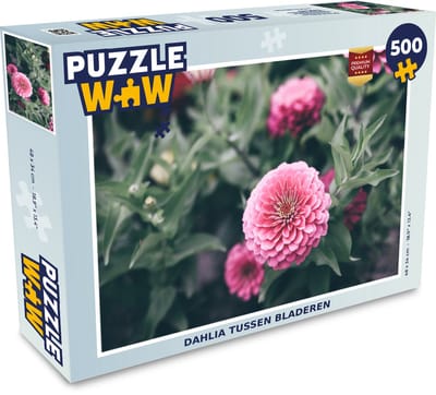 Puzzel Dahlia tussen bladeren - Legpuzzel - Puzzel 500 stukjes