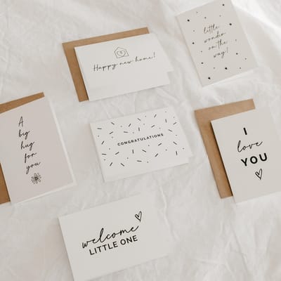 6x hippe kaartjes (A6 formaat) - kaartjes om te versturen - kaartenset - kaartjes blanco - kaartjes met tekst