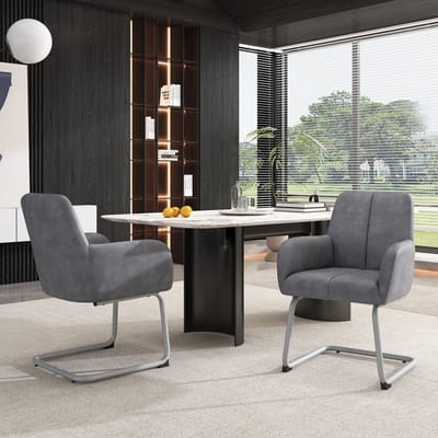 STILVORA Eetkamerstoel - Minimalistisch Modern Design - Set van 2 - Ergonomisch Met Geïntegreerde Armleuningen - Voor Eetkamer en Woonkamer - Grijs