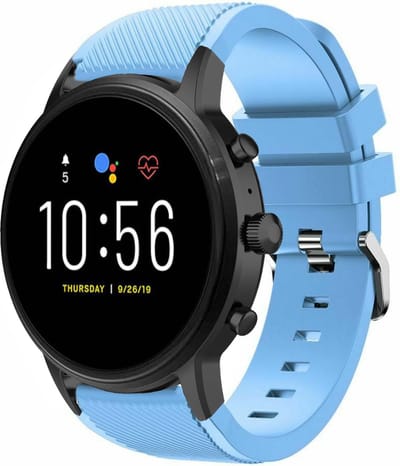 Strap-it Siliconen swartwatch bandje - geschikt voor Fossil Gen 5 / Fossil Gen 5e 44mm / Fossil Gen 6 44mm - zandblauw