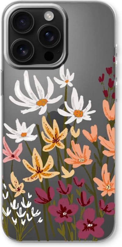 Case Company® - Hoesje geschikt voor iPhone 16 Pro Max hoesje - Painted wildflowers - Soft Cover Telefoonhoesje - Bescherming aan alle Kanten en Schermrand