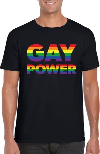 Gay power regenboog t-shirt - zwart gaypride shirt voor heren - Gay pride S