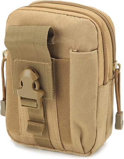 Heuptas - Mannen - Vrouwen - Voor o.a Mobiel - Molle - Pouch Belt - Riem - Taille Verpakking - Zak - Kleine Pocket - Militaire Taille Verpakking - Running Pouch - Travel - Camping - Tassen - Soft Back - Outdoor - Khaki