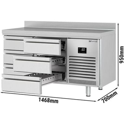 GGM Gastro Kühltisch Premium PLUS - 1468x700mm - 6 Schubladen - Aufkantung