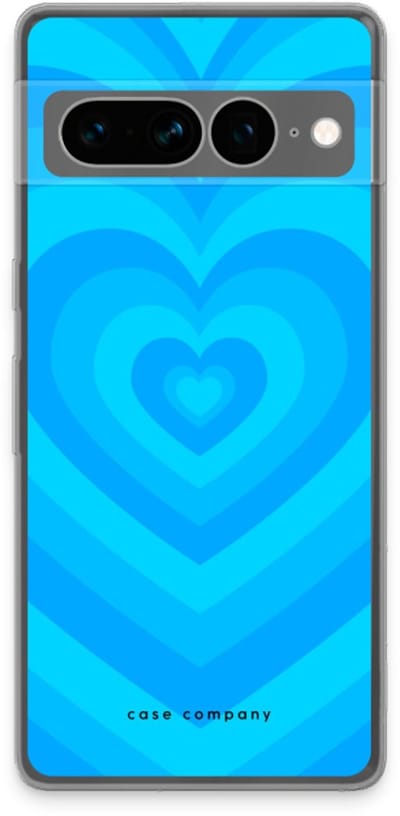 Case Company® - Hoesje geschikt voor Google Pixel 7 Pro hoesje - Hart Blauw - Soft Cover Telefoonhoesje - Bescherming aan alle Kanten en Schermrand