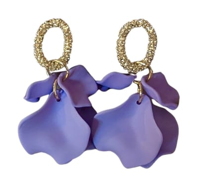 Oorbellen -Zifra -goud -paarse bladeren- lang- Charme Bijoux