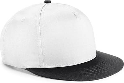 Beechfield Jeugd Unisex Retro Snapback Cap (Wit/zwart)