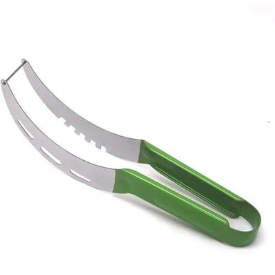 Coupe-pastèque en acier inoxydable, couleur, poignée en plastique antidérapante, ne fait pas mal aux mains, outil de coupe de fruits de cuisine cantaloup vert