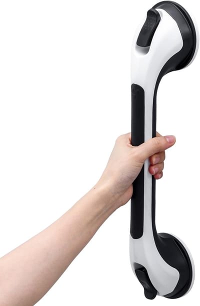 Handgrepen voor de badkamer 43 cm - Antislip Zuignapgrepen voor ouderen en mindervaliden - Douchegreep met maximaal draagvermogen van 110 kg in zwart