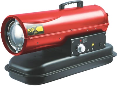 Perel Heteluchtkanon op diesel/kerosine, binnen- en buitengebruik, draagbare heater voor bouwplaatsen, werkplaatsen, garages, industriële ruimtes, laag brandstofverbruik, vlambeveiliging, thermostaatregeling, 220-300 m²