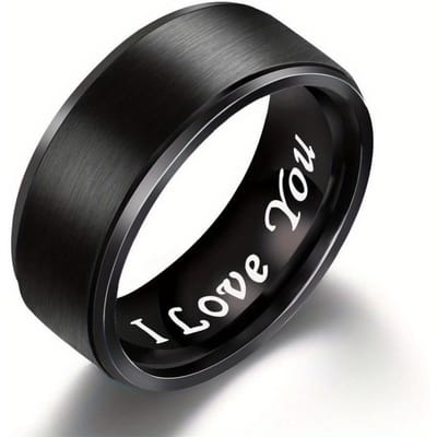 Titanium Staal  IK HOU VAN JE  Binnenin Gegraveerd - Zwart/Wit Bijpassende Belofte Ringen voor Koppels, Jubileum Sieraden Valentijnsdag 12 gray