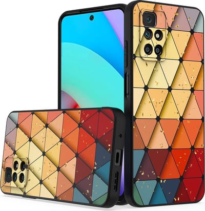 LuxeBass Siliconen hoesje met print geschikt voor Xiaomi Redmi 10 - Marmer Triangle - telefoonhoes - gsm hoes - telefoonhoesje