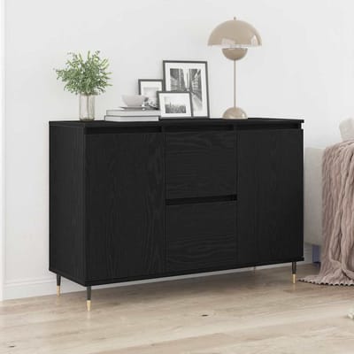 vidaXL - Dressoir - Zwart - Eiken - 101,5 - x - 35 - x - 70 - cm - Bewerkt - hout