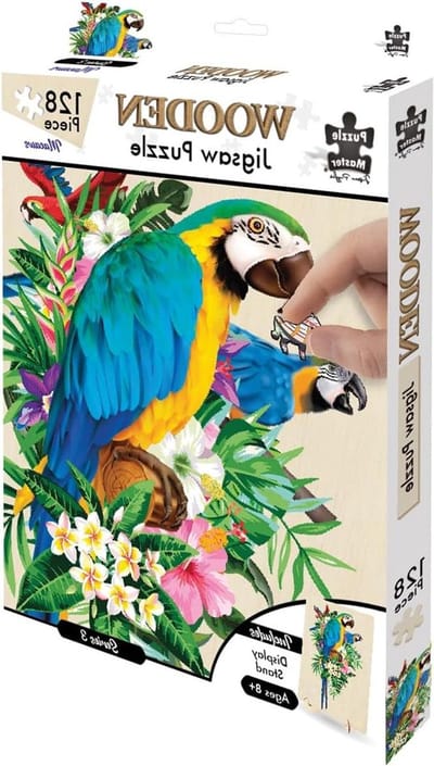 Houten Puzzel - Legpuzzel Vogel - Ontspannen Vrije Tijd - Unieke Vorm Stukjes - 128 Delen - Ara Kleuren