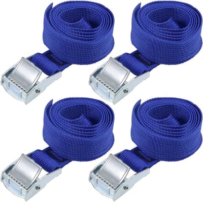 Spanbanden Set - Lading Zekeren - Vervoer Vastzetten - Met Cam Gesp - 1 Meter Lengte - Blauw