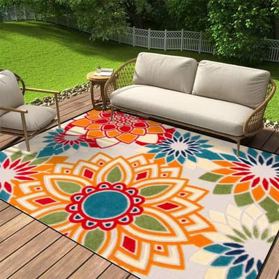 Modern Eenvoudig Bloementapijt Buitententtapijt Kamerdecoratiemat Slaapkamer Antislip Voetmat Huisdecoratie 80*120cm