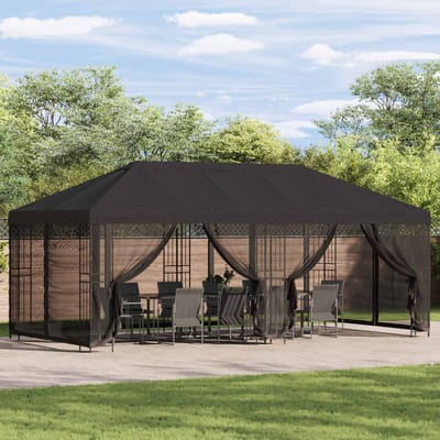 vidaXL - Tuinpaviljoen - 6 - x - 3 - m - Antraciet - Polyester - en - Staal - 190 - gsm