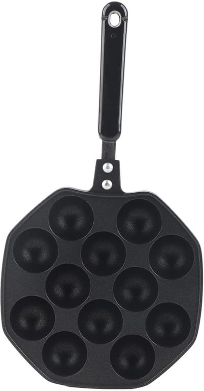 Dailygoody - Mini Pannenkoek Maker - Takoyaki - Compact ontwerp - Zwart - Voor heerlijke octopusballen - Ideaal voor feestjes - 12 holten
