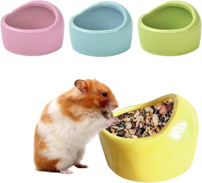 Set van 4 Keramische Voerbakken voor Hamsters en Kleine Dieren, Duurzaam en Antibijt, Ideaal voor Cavia's en Kleine Huisdieren