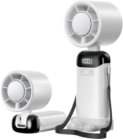longziming -Handventilator - Draagbare Ventilator - Oplaadbare Ventilator - Waterverkoeling - 90° Vouwbaar - ABS Kunststof - Voor Binnen en Buiten Gebruik - 1 Stuk