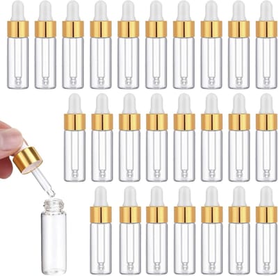 Set van 25 Mini Druppelflessen 5 ml met Pipetten, Transparant, Ideaal voor Etherische Olie, Aromatherapie en Vloeibare Geuren