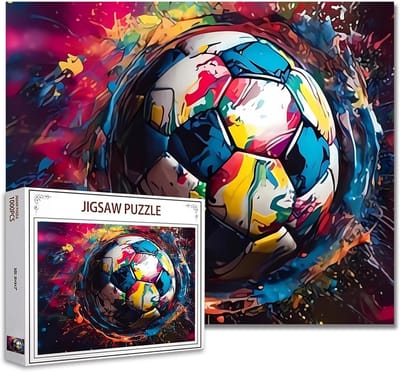 Uitdagende Puzzel van 1000 Stukjes: Kleurrijk Voetbal (Soccer) Thema Jigsaw Puzzel voor Volwassenen en Tieners