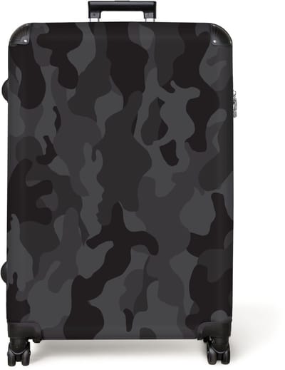 NoBoringSuitcases.com® - Koffer groot - Reiskoffer lichtgewicht - Camouflage - Grijs - Camo - Zwart - Design - Rolkoffer met 4 wielen - Grote trolley XL - 98 liter bagage