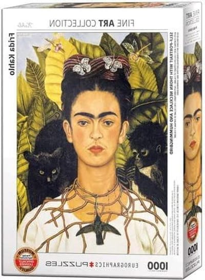 Frida Kahlo Puzzel - Legpuzzel Zelfportret - Ontspanning Thuis - Inclusief Aluminium Frame - 68x48 cm - Multicolor