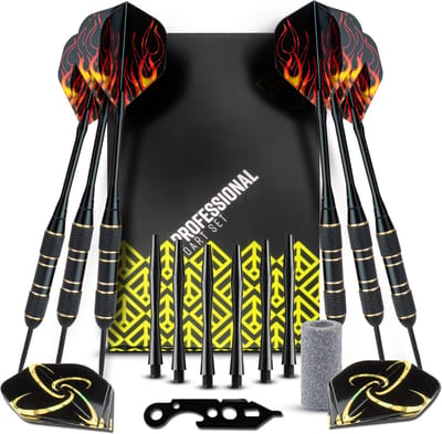 Lumora - Dartpijlen 23 gram Set van 6 stuks – met Dart Shafts, Flights en Puntslijper – Extra Onderdelen – Cadeau voor Man